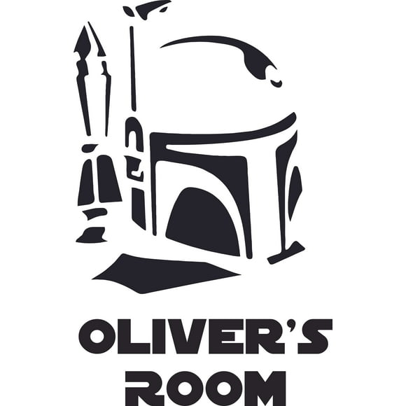 or Playroom Gameroom Star Wars Personalized Vinyl Decal For Boy's Bedroom Customized Name Boba Fett Helmet Wall Decor 